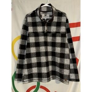 John Wayne Snap T Fleece Sweatshirt Medium Pullover‎ Buffalo Plaid White Black